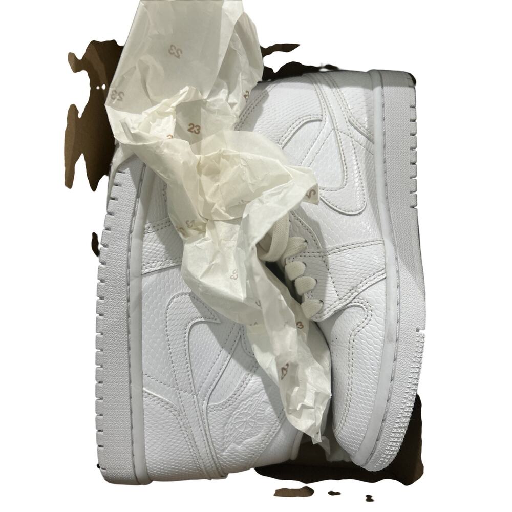 Size 7 - Air Jordan 1 Mid White Snakeskin W